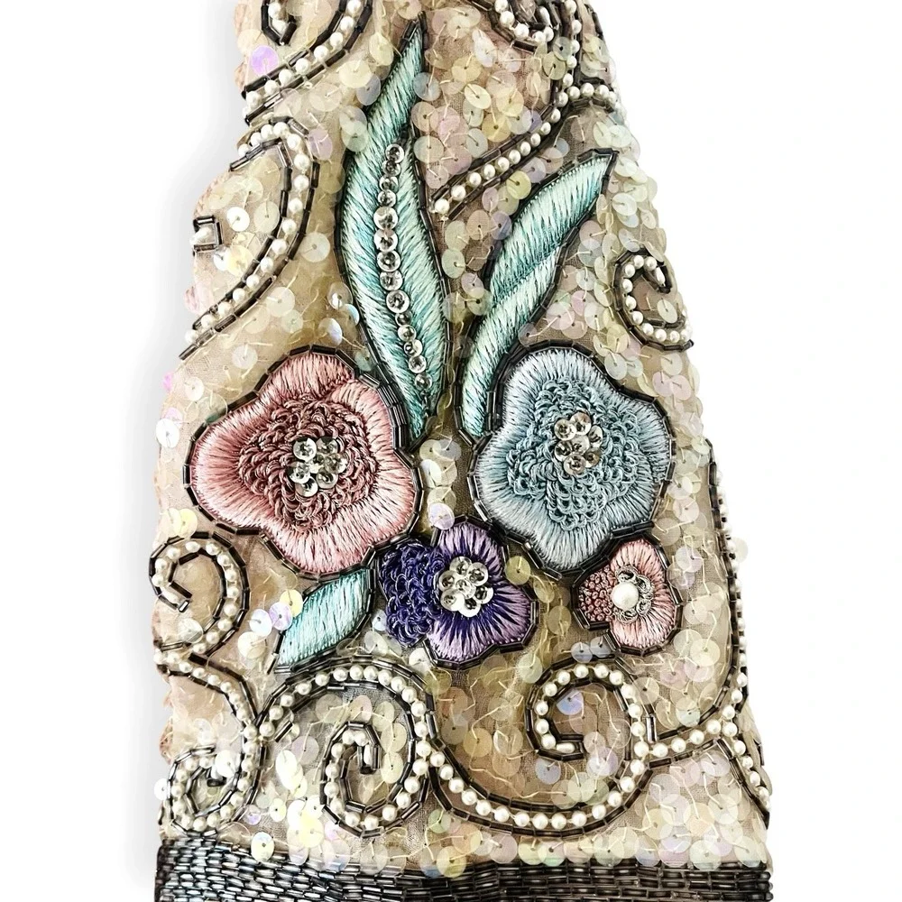 Vintage Don‎ Sayres Wellmore Sweater Dress Small Pink Sequin Beaded Floral